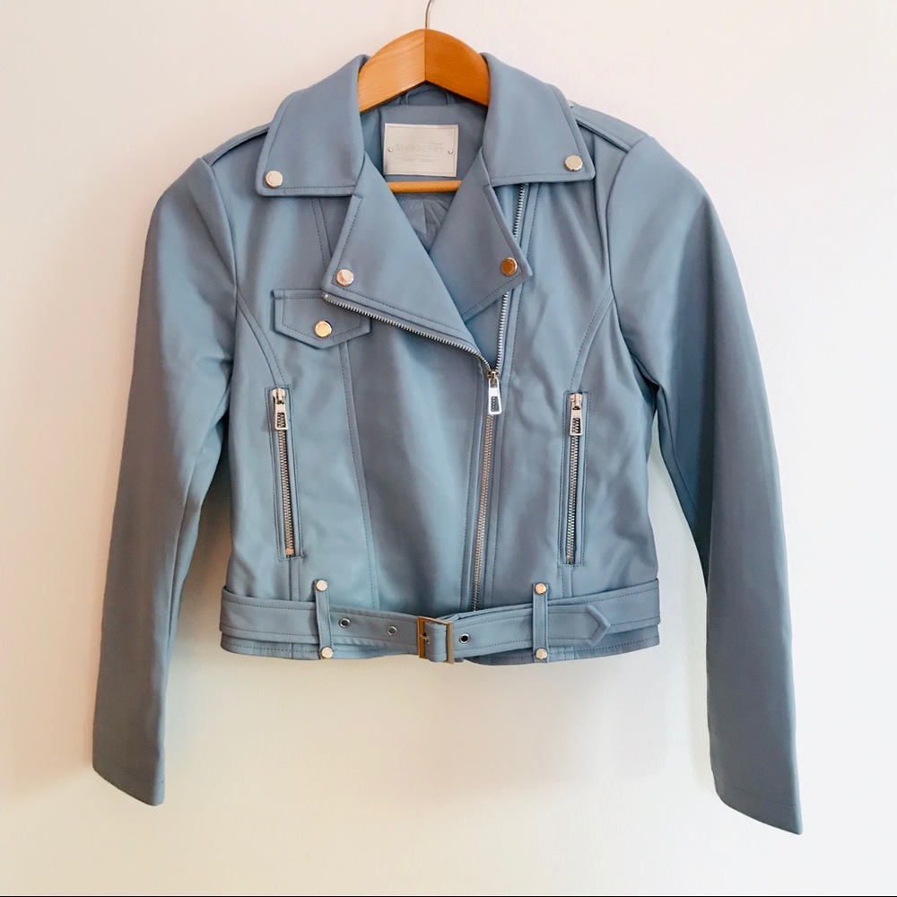 Light Blue Moto Jacket super soft vegan leather
